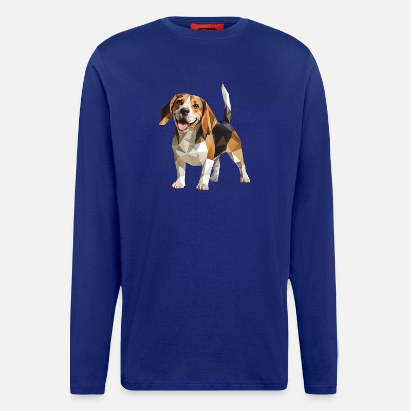 Beagle - Cool Low Poly Logo - Manches longues bio décontracté fabriqué en UE - Iconic Blue