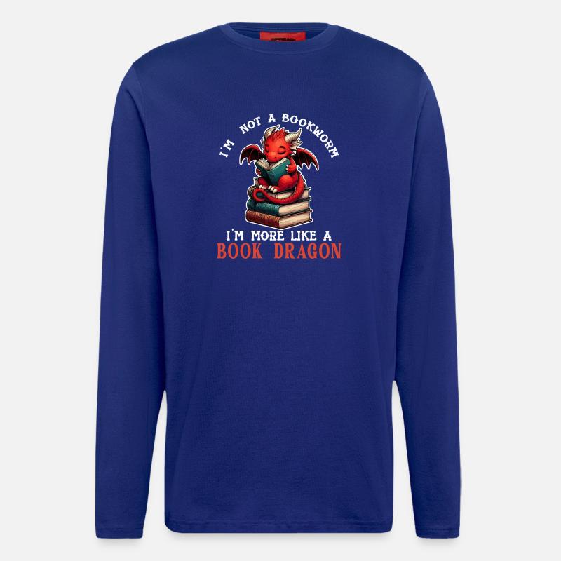 Dragon Book Reader - Langarmshirt - made by SPREAD  - Iconic Blue