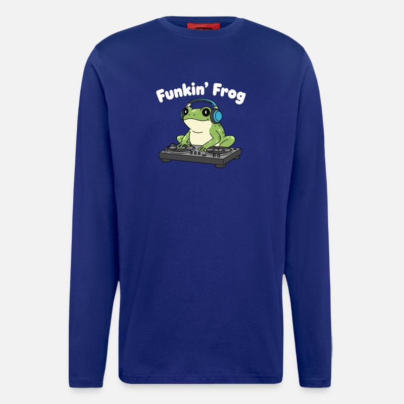 Funkin' Frosch DJ im Kopfhörer - Langarmshirt - made by SPREAD - Iconic Blue