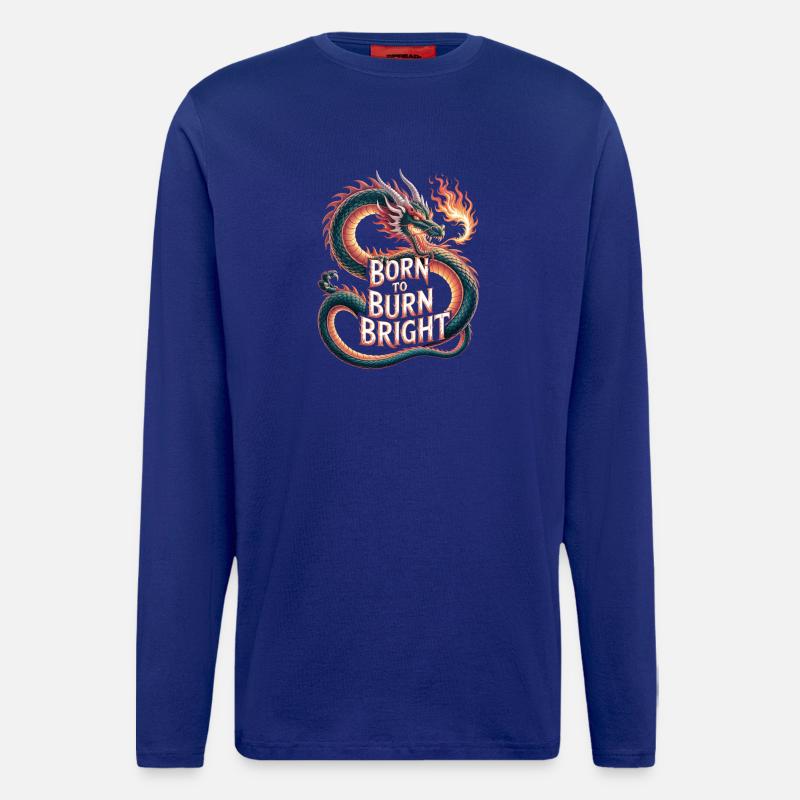 Drache – Born to Burn Bright - Langarmshirt - made by SPREAD  - Iconic Blue
