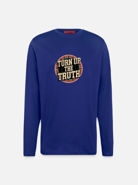 Retro Grunge – Montez la vérité - Manches longues bio décontracté fabriqué en UE - Iconic Blue
