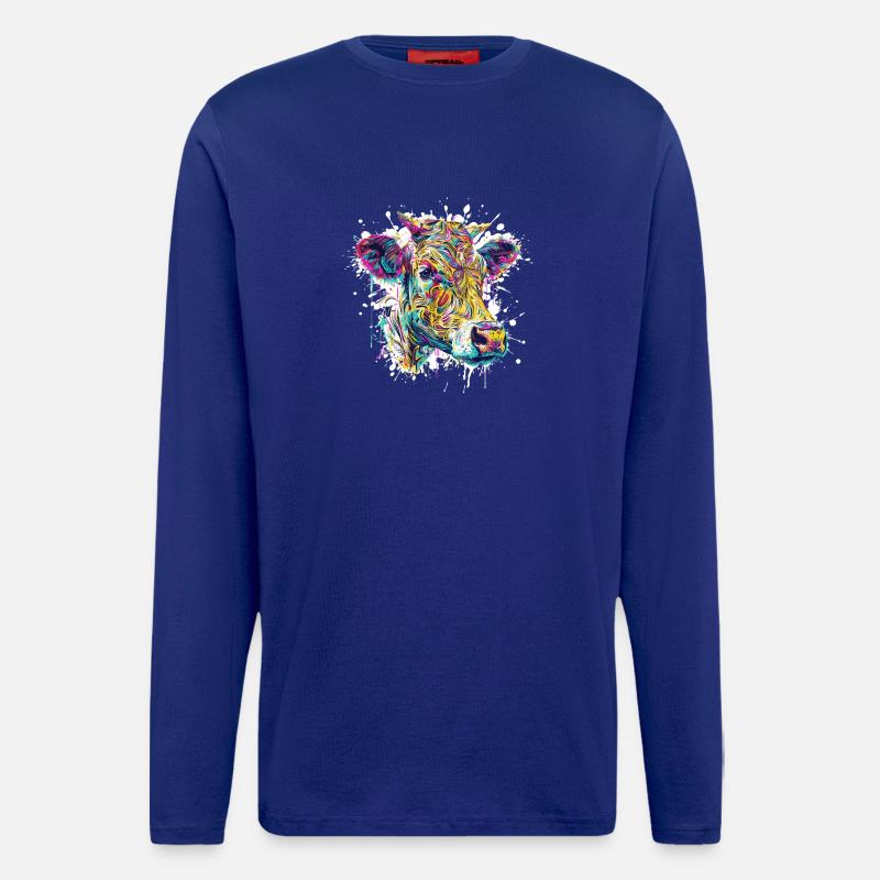 Kuh Farbklecks - Langarmshirt - made by SPREAD - Iconic Blue