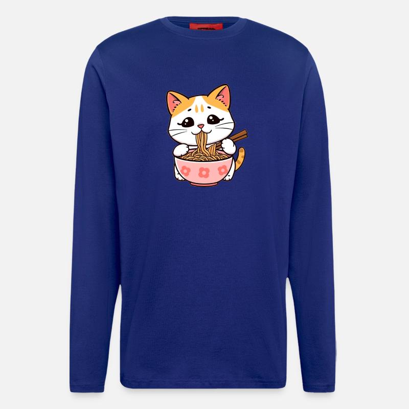Katze isst Ramen Nudeln - Langarmshirt - made by SPREAD  - Iconic Blue