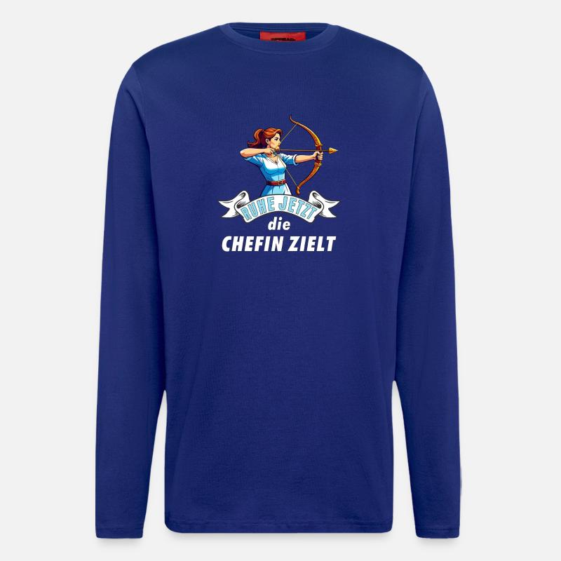 Bogenschützin Chefin zielt - Langarmshirt - made by SPREAD  - Iconic Blue