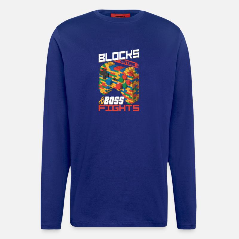 Building Blocks Gamer Gaming Brick Builder - Langarmshirt - made by SPREAD - Iconic Blue