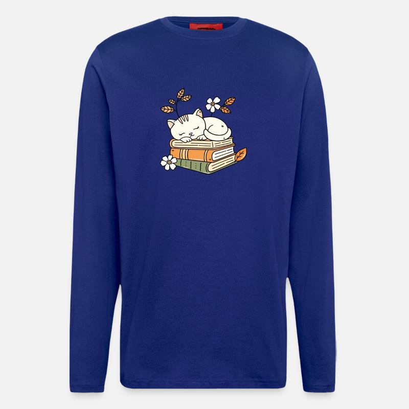 Bücher und Katzen Geschenkidee Frau Mann - Langarmshirt - made by SPREAD  - Iconic Blue