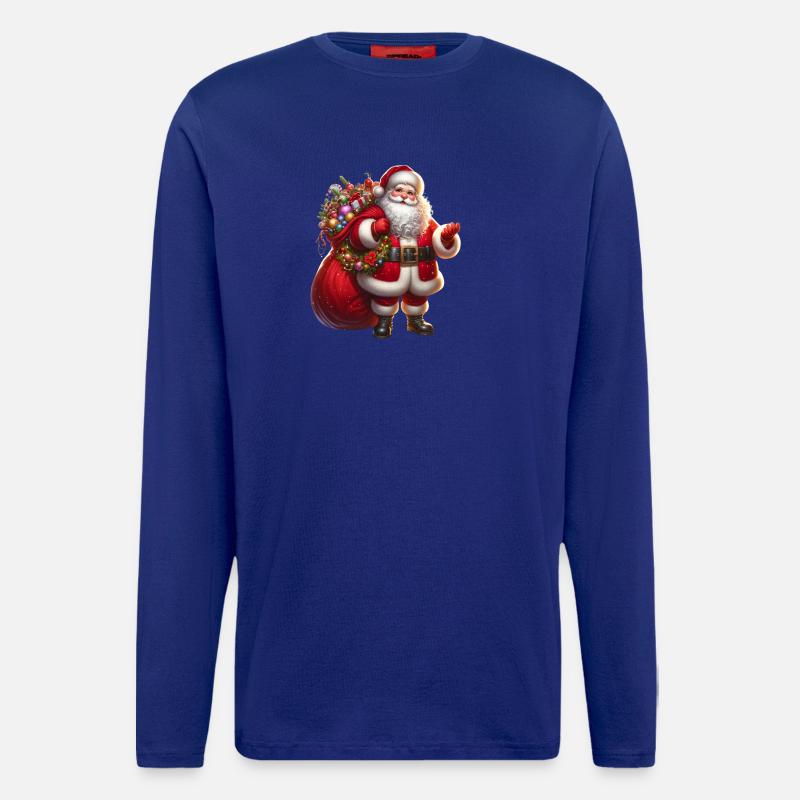 Weihnachtsmann mit Geschenksäckchen - Langarmshirt - made by SPREAD  - Iconic Blue