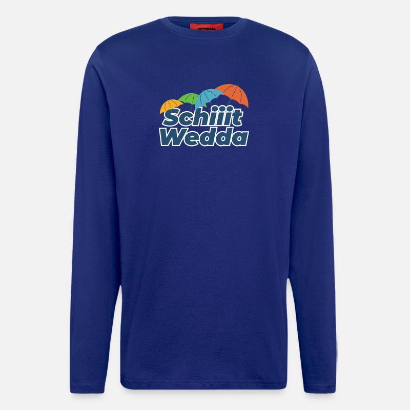 Farbige Regenschirme Comic Stil (Scheiß Wetter) - Langarmshirt - made by SPREAD  - Iconic Blue