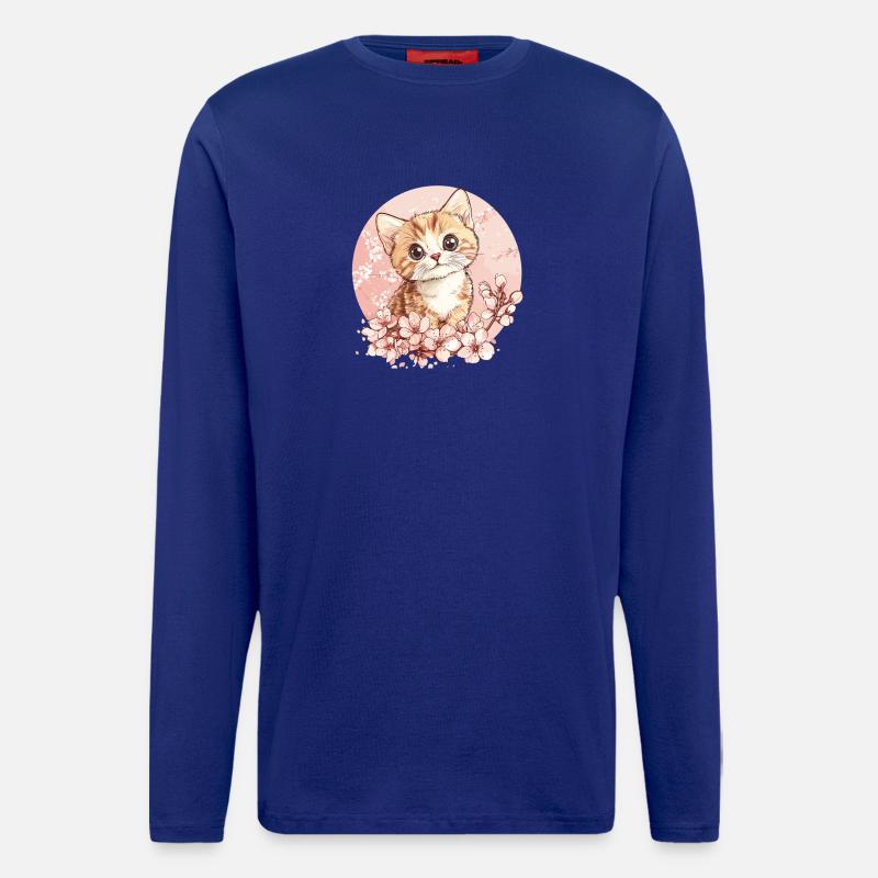 Kittens in the cherry blossom circle - Longsleeve - made by SPREAD  - Iconic Blue