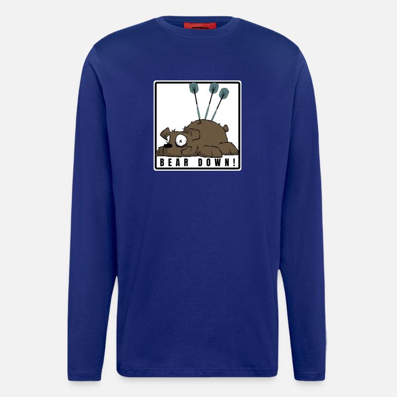 Lustiges Darts Comic Motiv. BEAR DOWN ! - Langarmshirt - made by SPREAD  - Iconic Blue