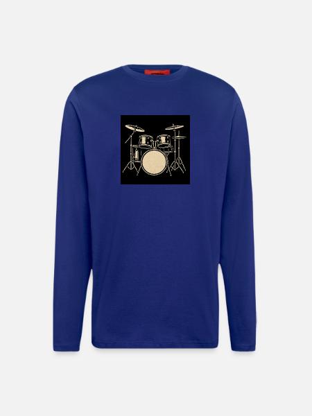 Black Silver Drumset Illustration - Longsleeve - made by SPREAD - Iconic Blue