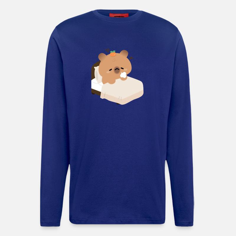 Schläfrige Kapybara im gemütlichen Bett - Langarmshirt - made by SPREAD  - Iconic Blue