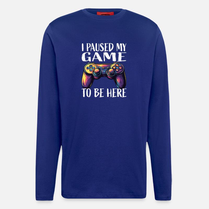 Spiel Pause Neon Controller - Langarmshirt - made by SPREAD  - Iconic Blue