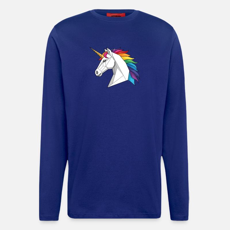 Geometrisches Einhorn mit Regenbogen - Langarmshirt - made by SPREAD  - Iconic Blue
