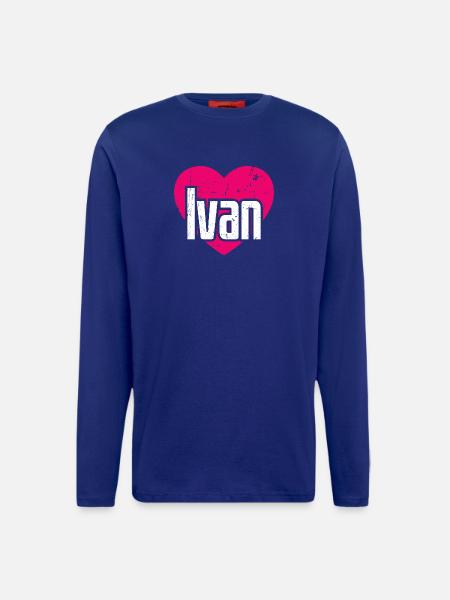J’aime Ivan Coeur Rose J’aime Ivan - Manches longues bio décontracté fabriqué en UE - Iconic Blue