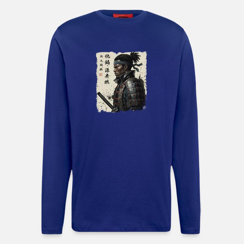 Afro American Samurai – African Roots Pride - Longsleeve - made by SPREAD  - Iconic Blue