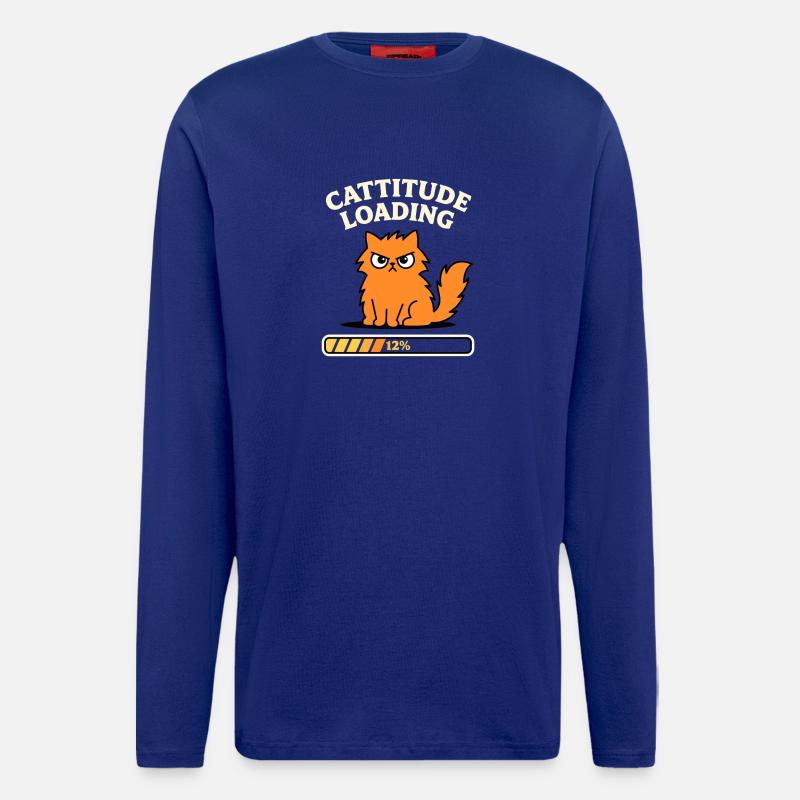 Cattitude Loading Katze mit schlechter Laune - Langarmshirt - made by SPREAD  - Iconic Blue