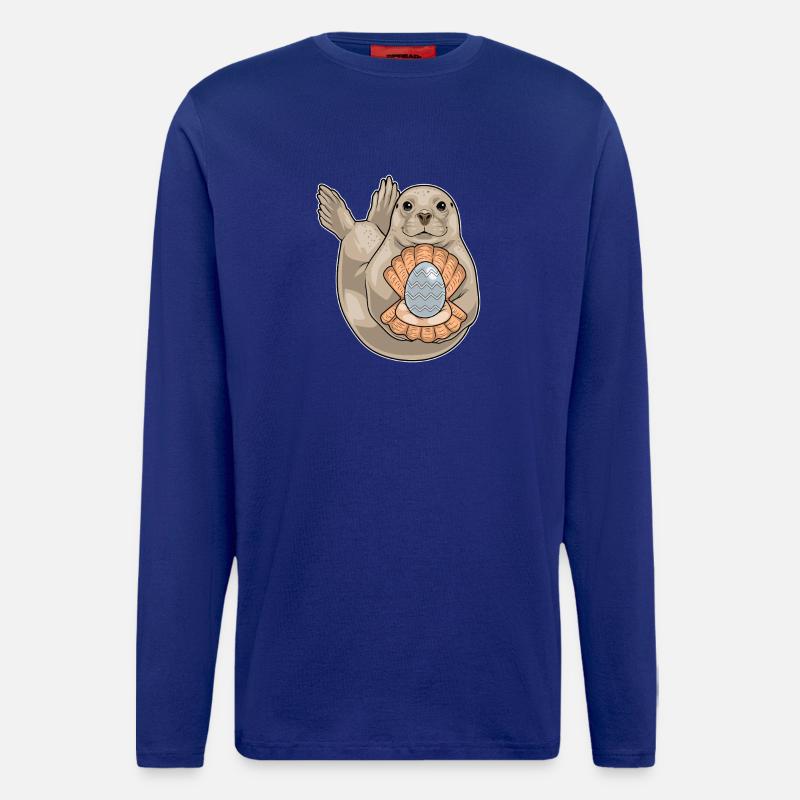 Seehund Ostern Perle - Langarmshirt - made by SPREAD  - Iconic Blue