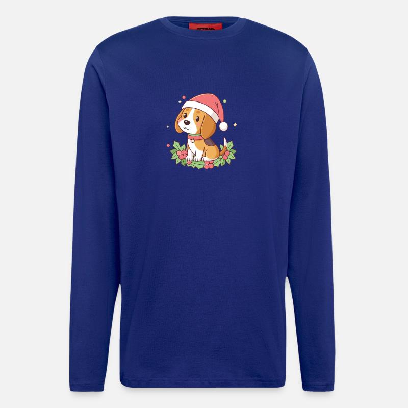 Weihnachts-Beagle-Welpe mit rotem Hut - Langarmshirt - made by SPREAD - Iconic Blue