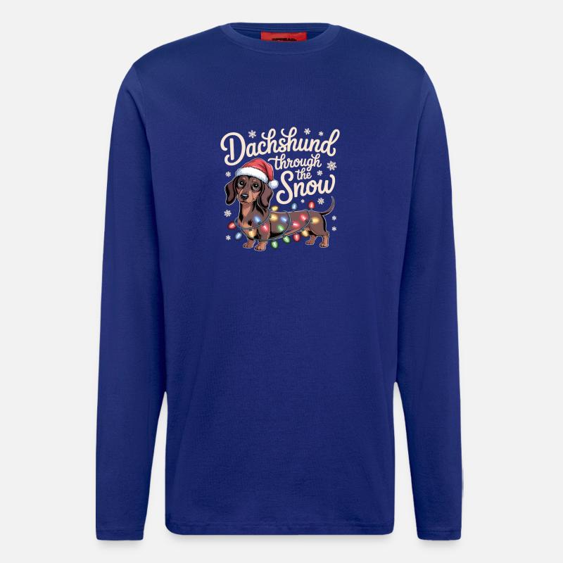 Weihnachtsdackel durch den Schnee - Langarmshirt - made by SPREAD - Iconic Blue