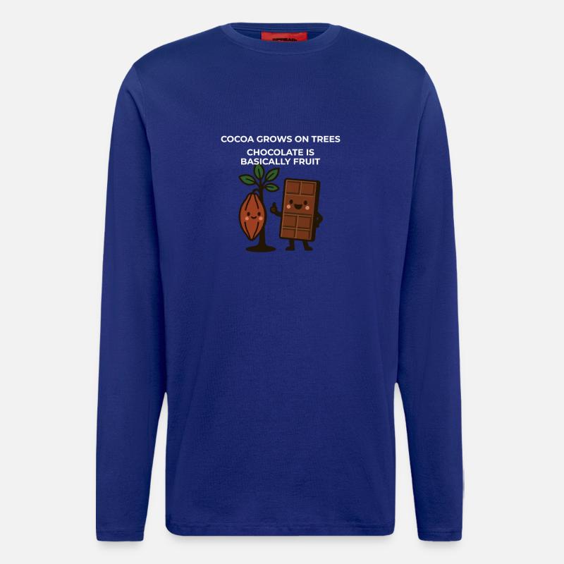 Chocolate is Fruit – Funny Cocoa Saying - Longsleeve - made by SPREAD - Iconic Blue