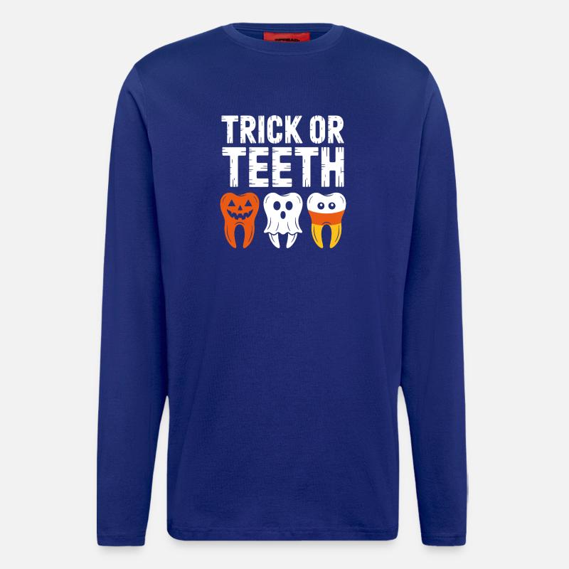 Trick oder Teeth Halloween-T-Shirt - Langarmshirt - made by SPREAD  - Iconic Blue