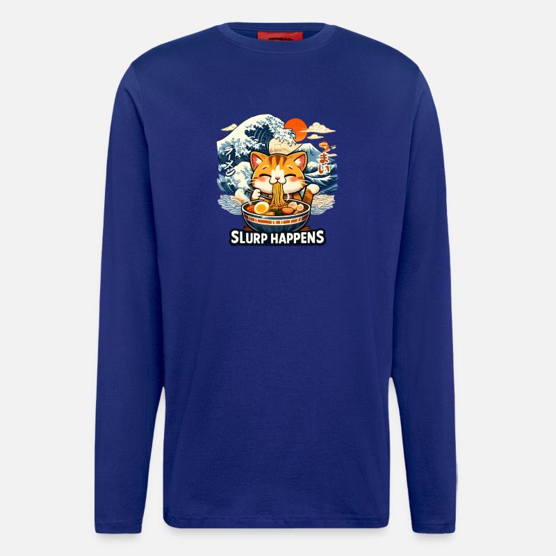 Ramen Neko Great Wave - Langarmshirt - made by SPREAD  - Iconic Blue