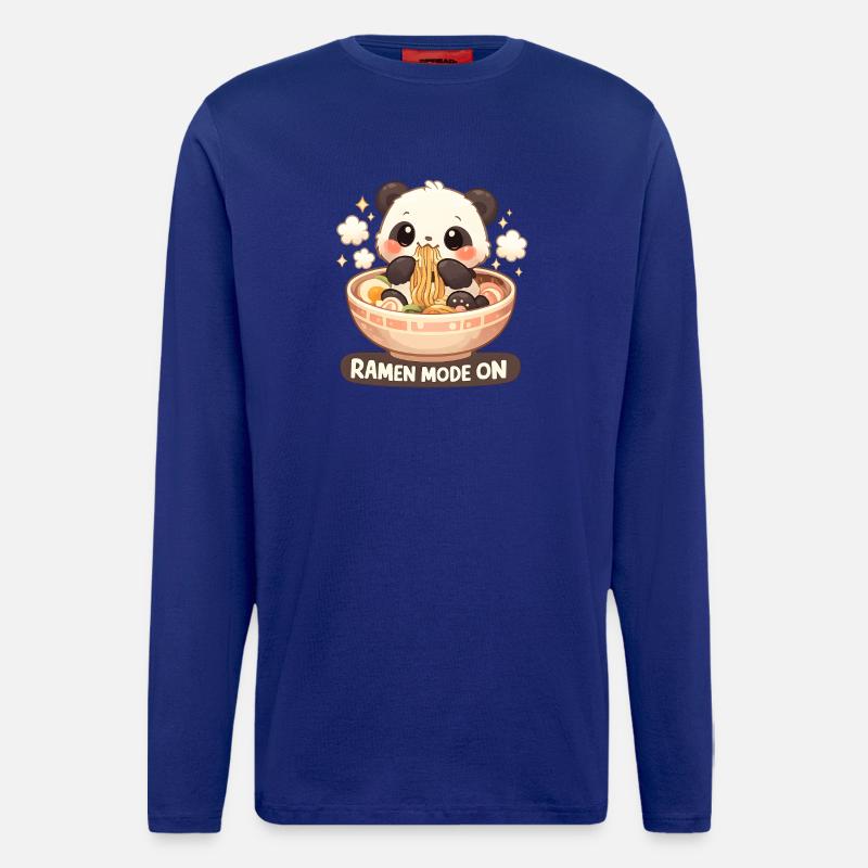 Ramen Panda Mode Activé - Manches longues bio décontracté fabriqué en UE - Iconic Blue