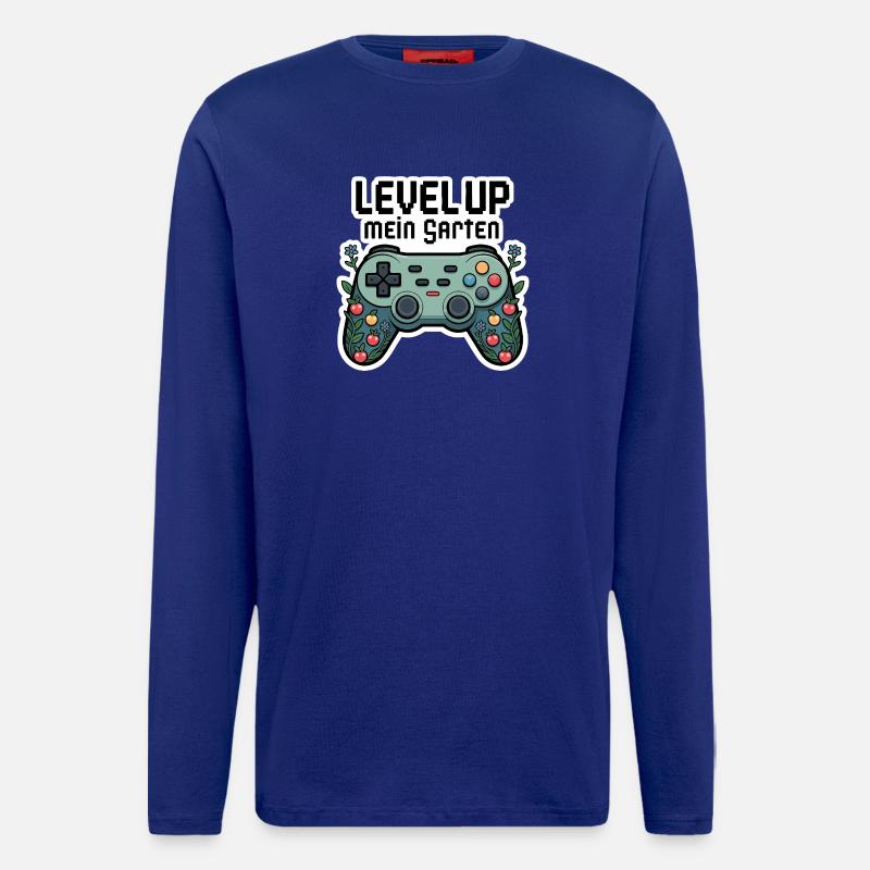 Level Up Garten-Controller Design - Langarmshirt - made by SPREAD  - Iconic Blue