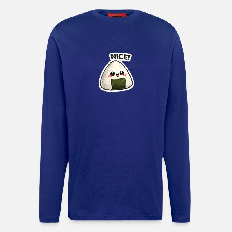 Onigiri de Kawaii avec algues - Manches longues bio décontracté fabriqué en UE - Iconic Blue