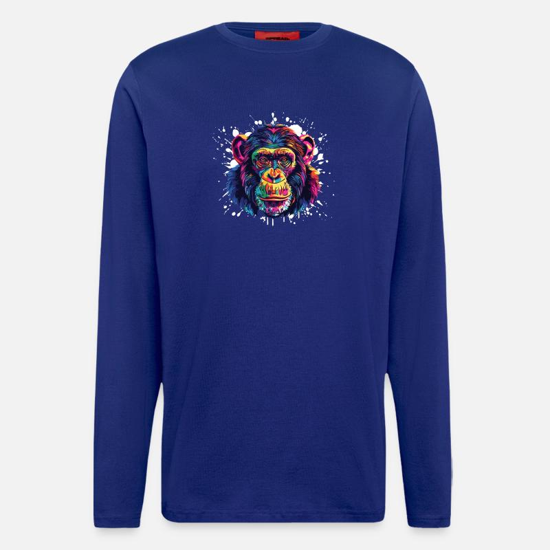 Affe Portrait Splash - Langarmshirt - made by SPREAD  - Iconic Blue