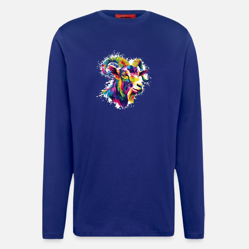 Bunter Widder Kopf  - Langarmshirt - made by SPREAD  - Iconic Blue
