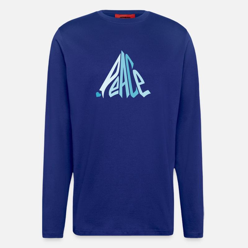 Peace Graffiti mit Herz in Blau - Langarmshirt - made by SPREAD  - Iconic Blue