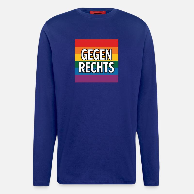 Gegen Rechts - Antifa Regenbogen Tee - Langarmshirt - made by SPREAD  - Iconic Blue