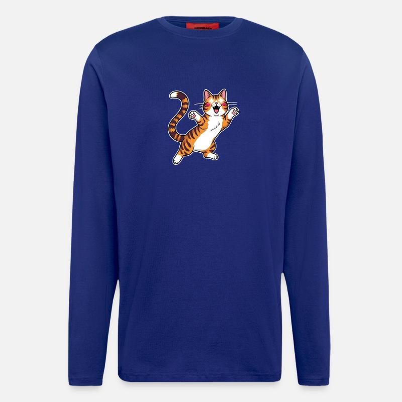 Fröhliche getigerte Katze Sprungfreude - Langarmshirt - made by SPREAD  - Iconic Blue