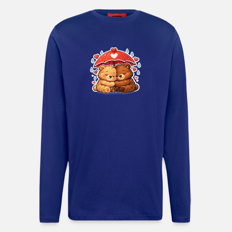 Cuddly bears under heart rain - Longsleeve - made by SPREAD - Iconic Blue