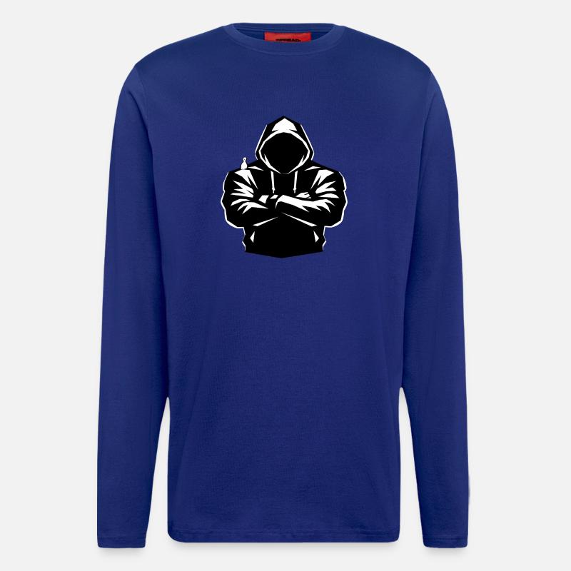 Silhouette à capuche et oiseau - Manches longues bio décontracté fabriqué en UE - Iconic Blue