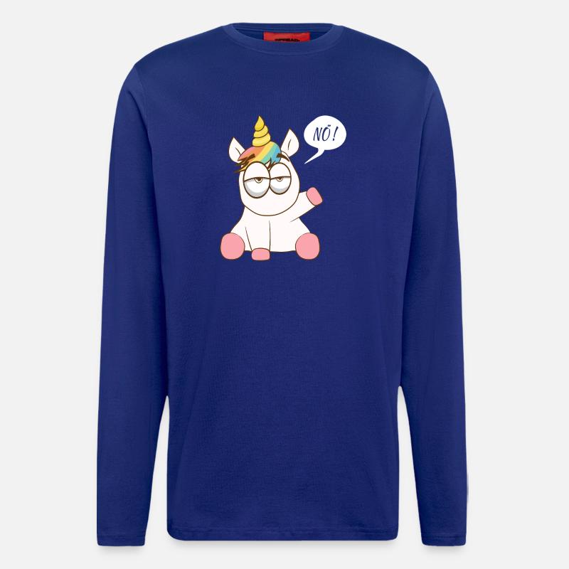 Regenbogen-Einhorn mit murrendem Charme - Langarmshirt - made by SPREAD  - Iconic Blue