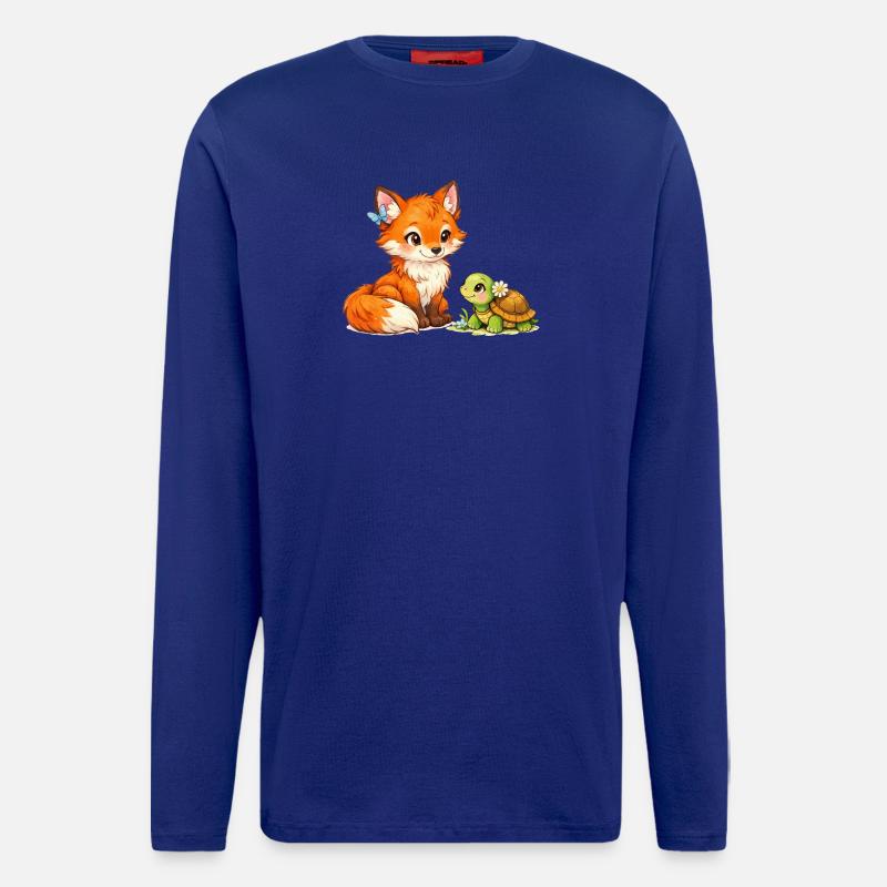Fox and a cute turtle - Longsleeve - made by SPREAD  - Iconic Blue