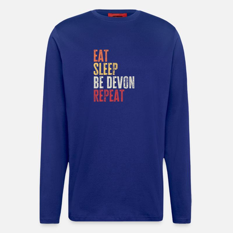Eat Sleep Be Devon Repeat Retro Name - Longsleeve - made by SPREAD  - Iconic Blue