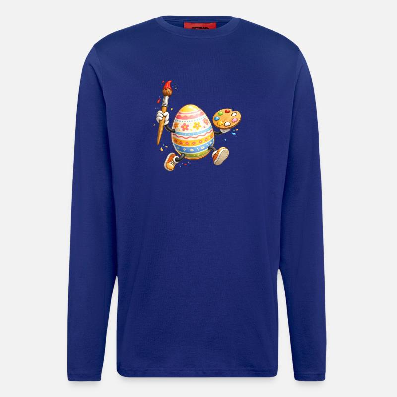 Artistic Easter Egg with Brush - Longsleeve - made by SPREAD  - Iconic Blue
