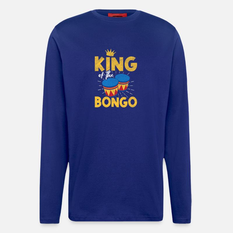 King Bongo Retro Percussion Drummer Design - Longsleeve - made by SPREAD  - Iconic Blue