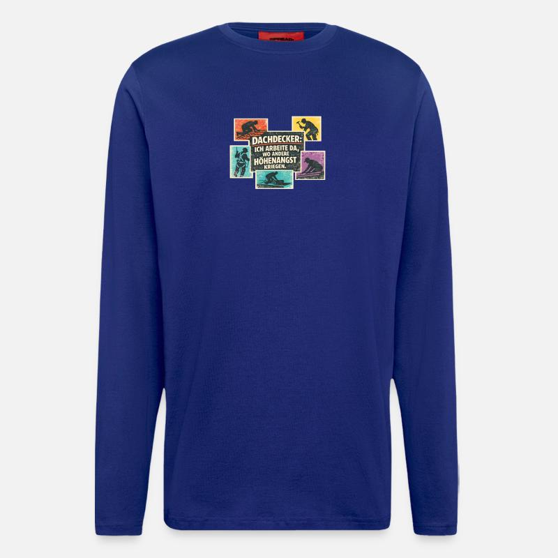 Dachdecker Spruch Retro Collage - Langarmshirt - made by SPREAD  - Iconic Blue