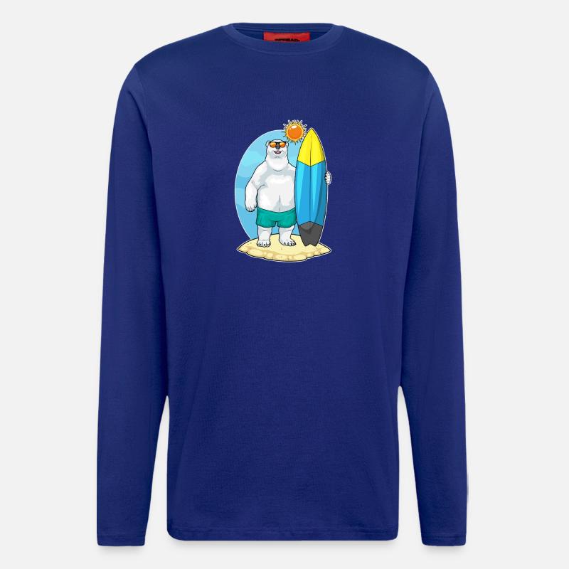 Polar Bear Beach Surfboard Summer - Longsleeve - made by SPREAD  - Iconic Blue