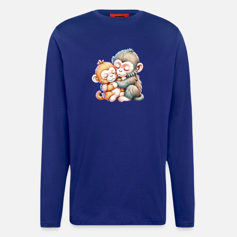Umarmendes Affen-Duo - Langarmshirt - made by SPREAD  - Iconic Blue