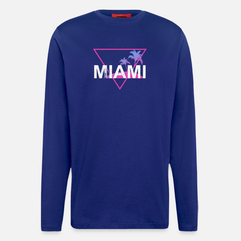 Miami Neon Palm Trees Retro - Longsleeve - made by SPREAD  - Iconic Blue