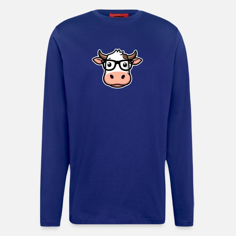 Kuh mit Brille  - Langarmshirt - made by SPREAD  - Iconic Blue