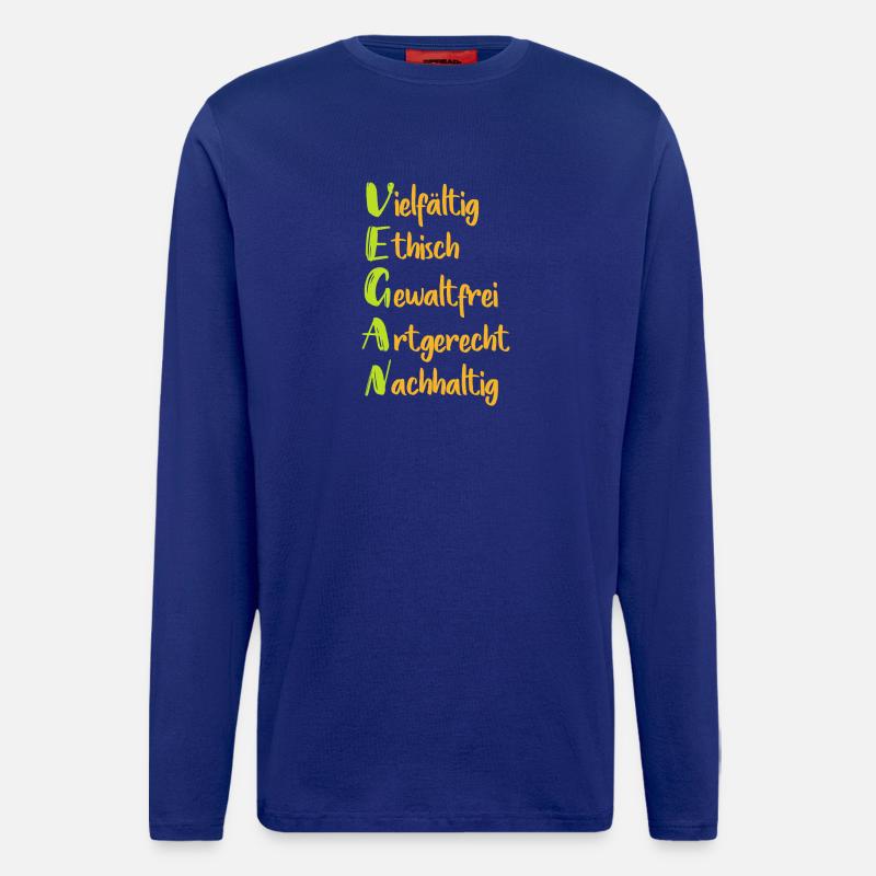 Vegane Werte: Vielfalt Ethik Nachhaltigkeit - Langarmshirt - made by SPREAD  - Iconic Blue