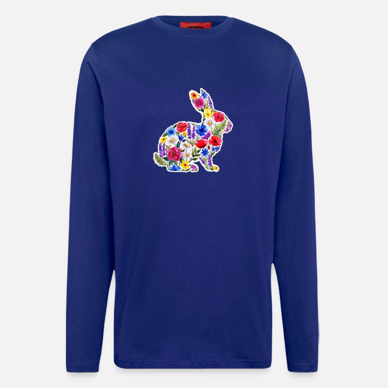 Hase Silhouette Blumen Bunt - Langarmshirt - made by SPREAD  - Iconic Blue
