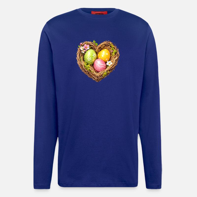 Herzförmiges Osternest mit Eiern - Langarmshirt - made by SPREAD  - Iconic Blue